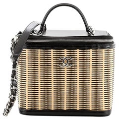 Chanel Schminktasche Rattan und Kalbsleder Klein