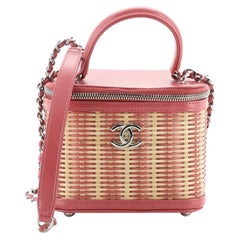 Chanel Vanity Case Rattan and Calfskin Small