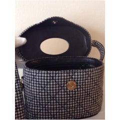 Chanel Vanity Case Very Rare Vintage 1990’s Houndstooth Black and White Wool Bag