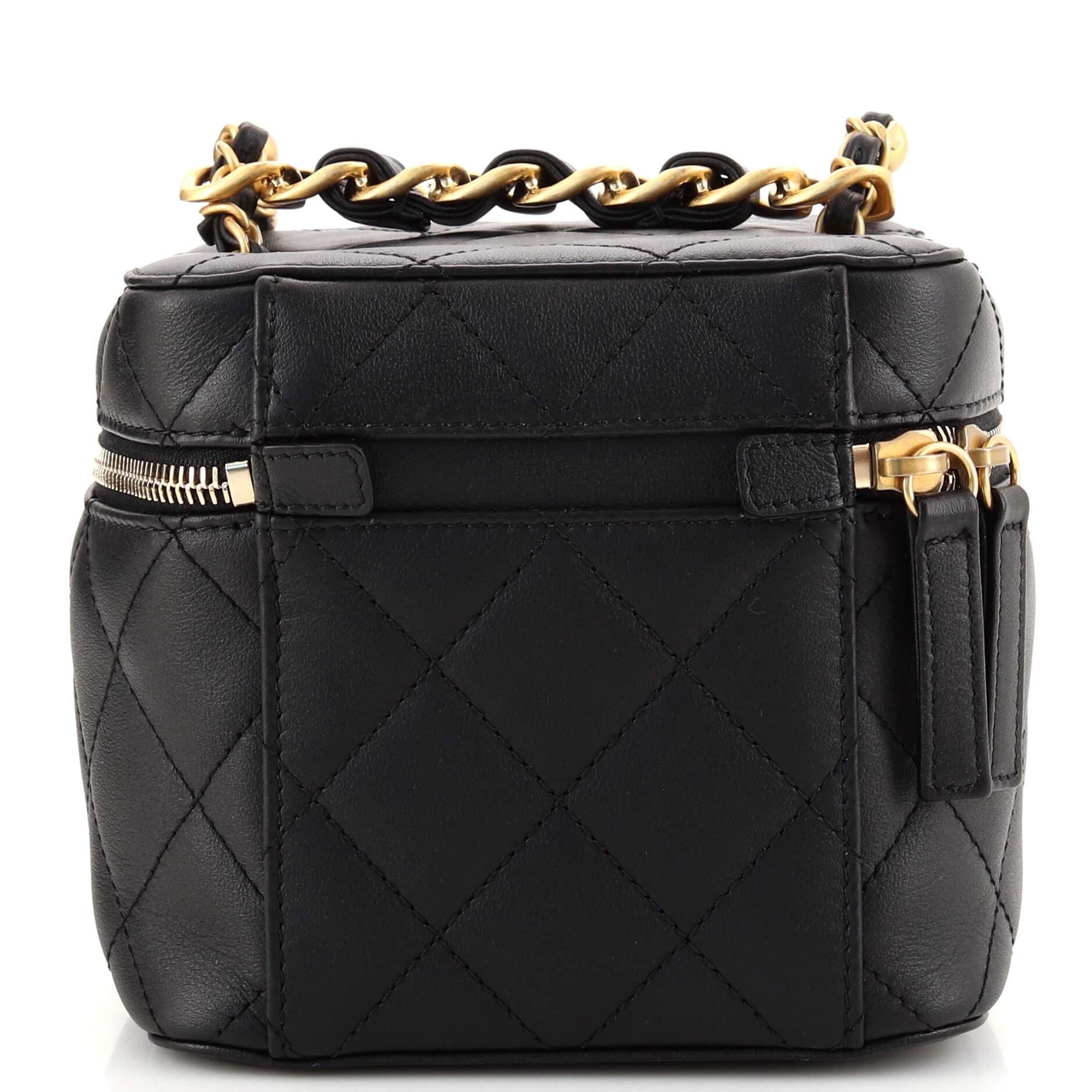 Women's or Men's Chanel Vanity Case with Chain Quilted Calfskin Small