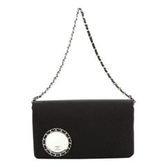 Chanel Vanity Flap Clutch on Chain Embellished Quilted Satin