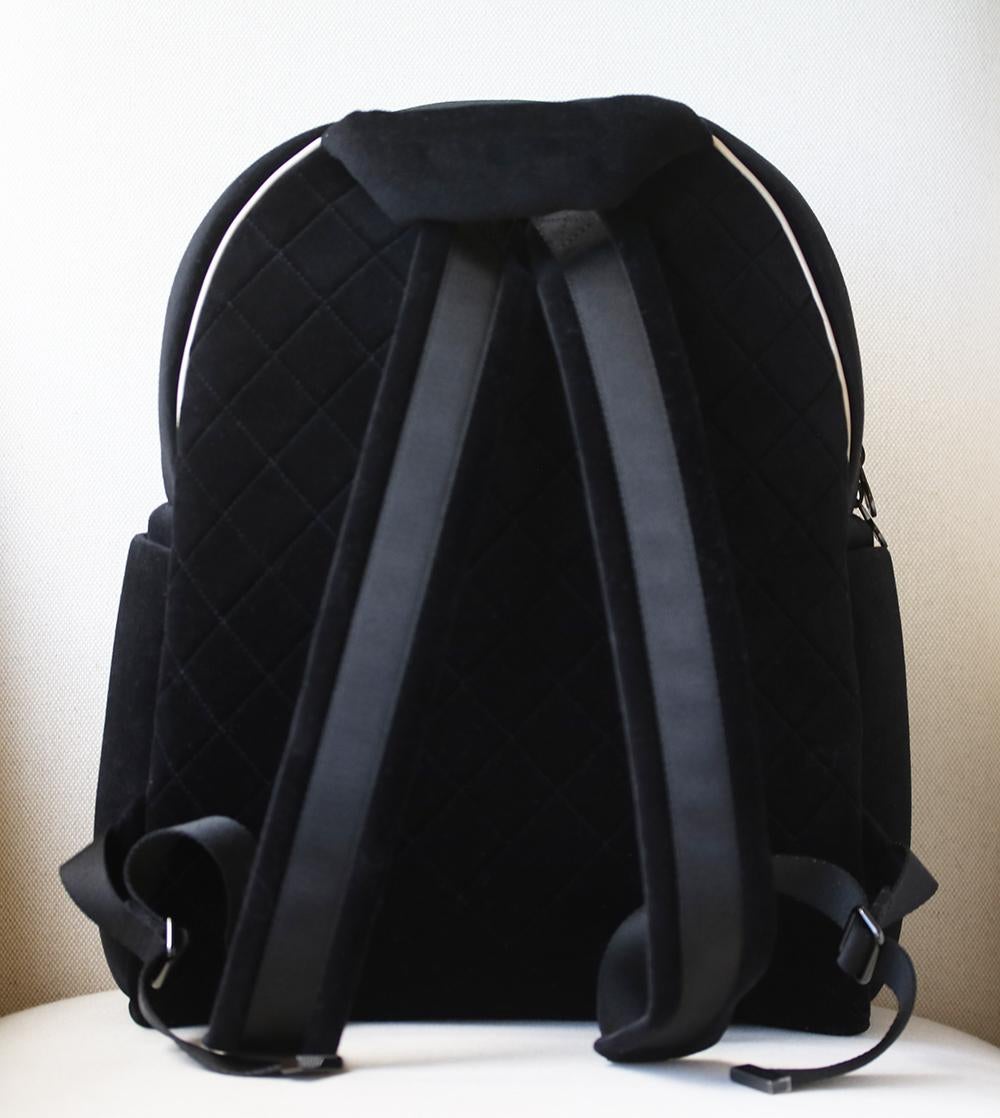 Black Chanel Velvet Coco Neige Backpack Bag 