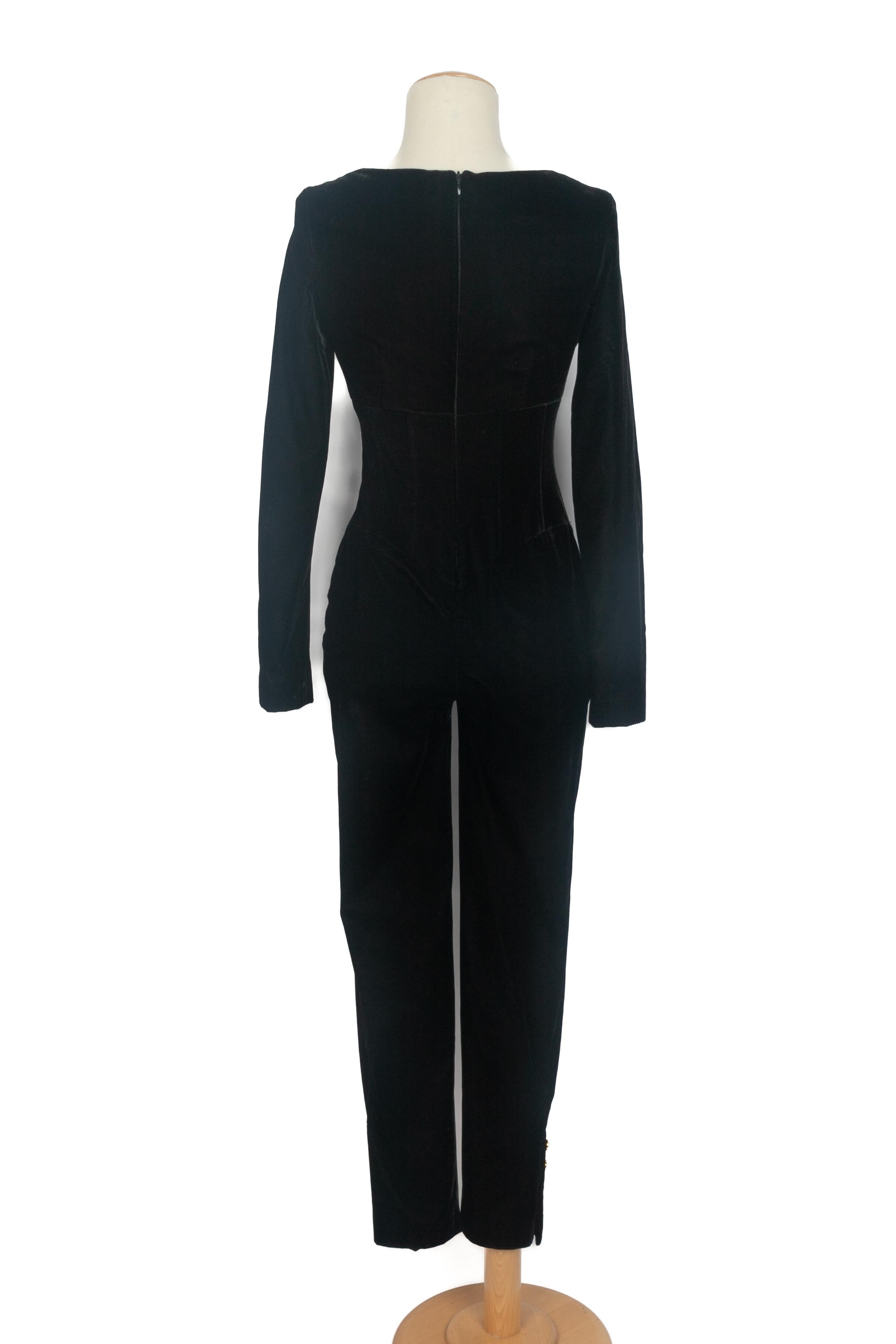 Chanel velvet jumpsuit 1990s in vendita 2