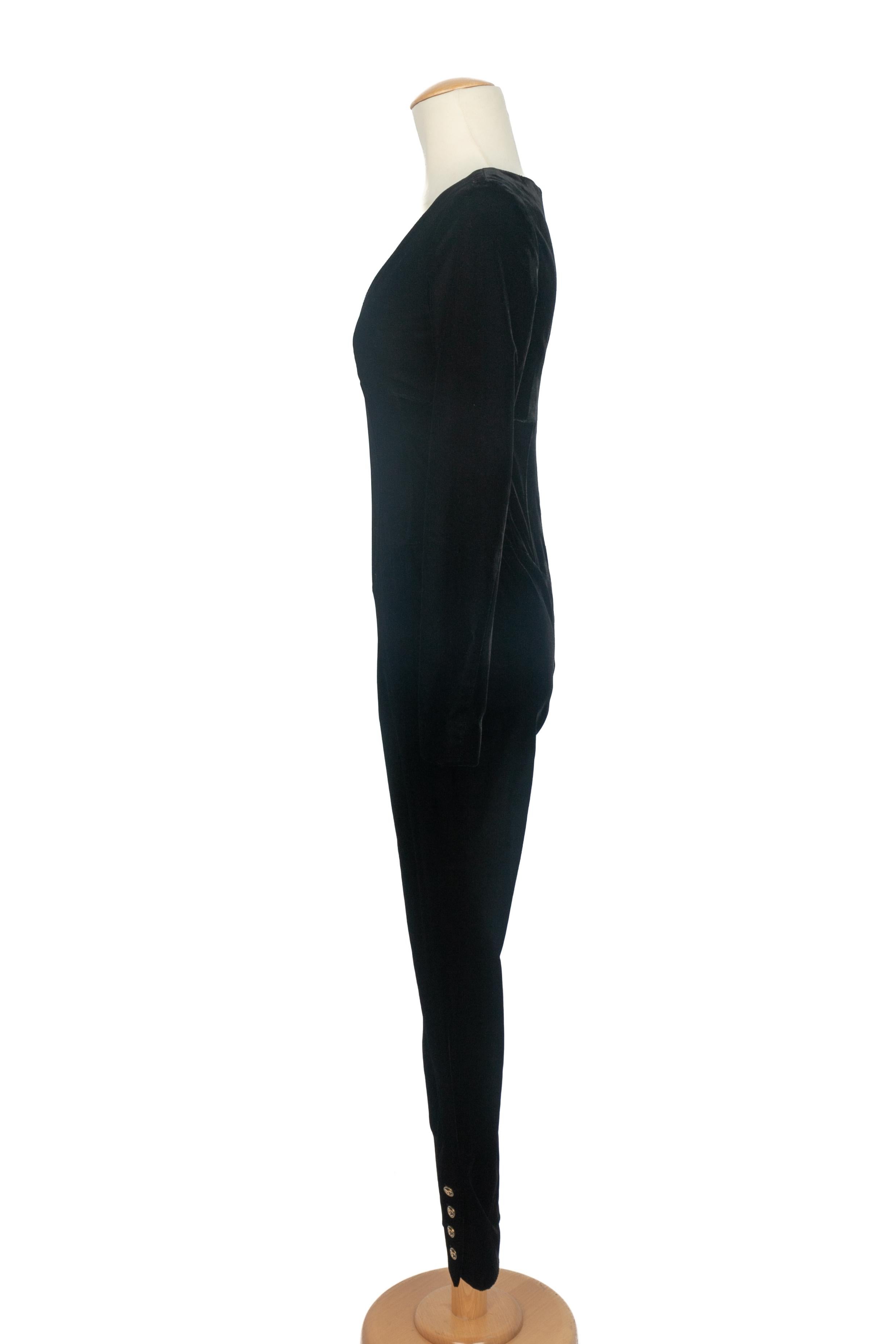 Chanel velvet jumpsuit 1990s in vendita 3