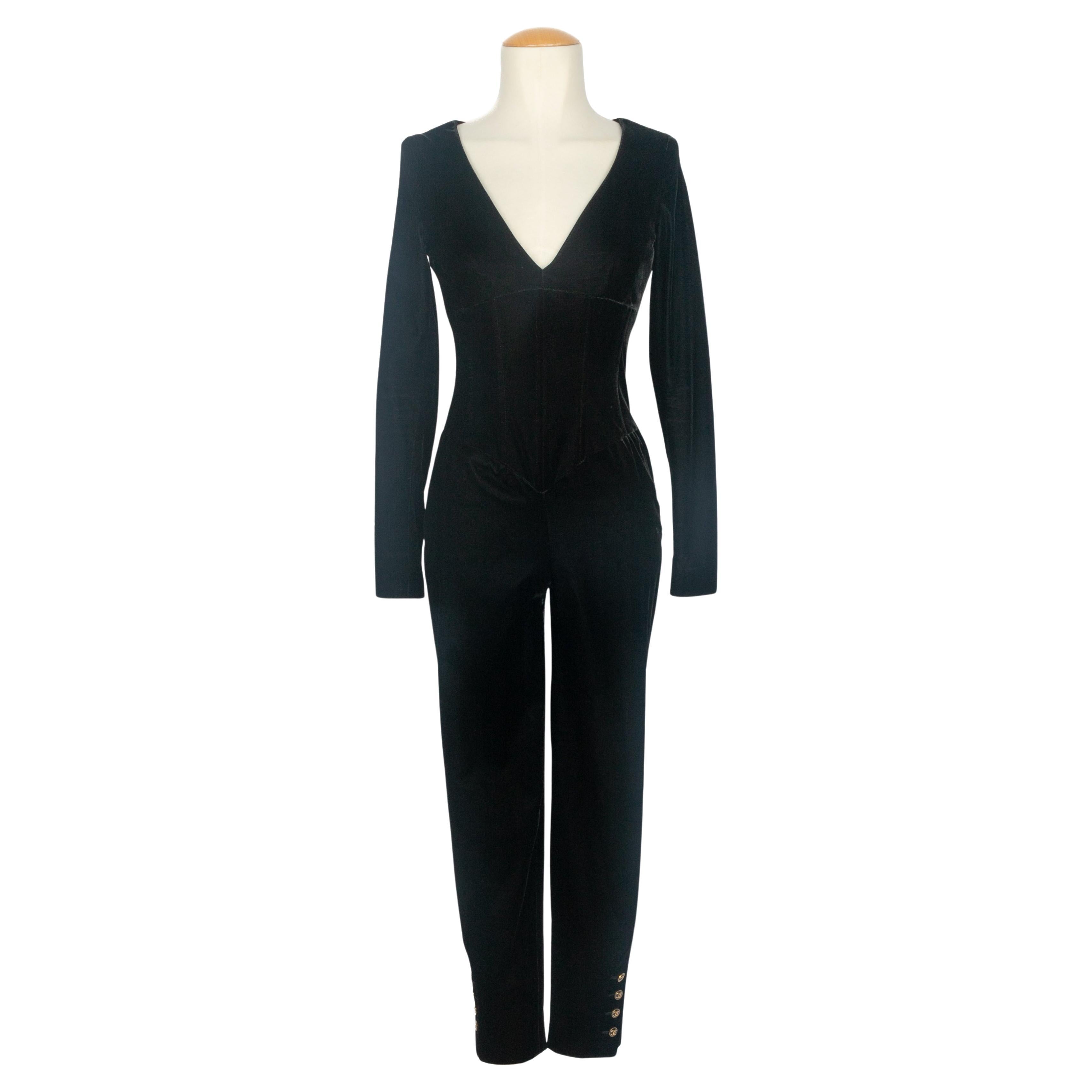 Chanel velvet jumpsuit 1990s in vendita