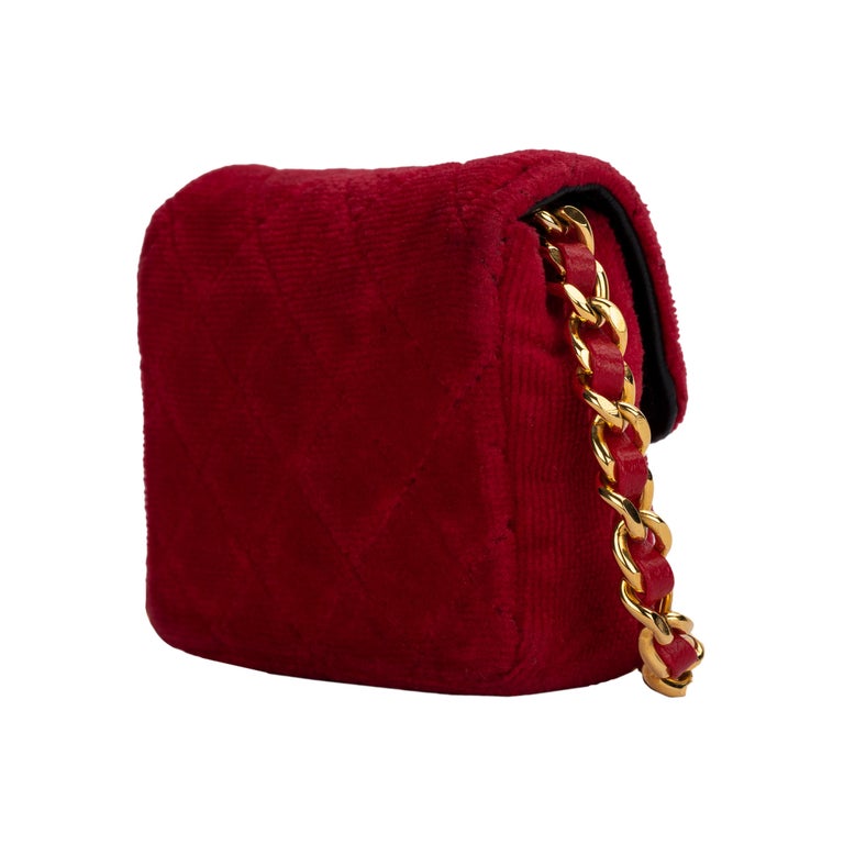 Chanel Velvet Micro Quilted Flap Bag '90s For Sale at 1stDibs