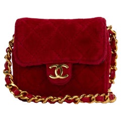 Chanel Velvet Micro Quilted Flap Bag-  '90s