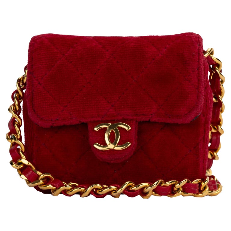Chanel Velvet Micro Quilted Flap Bag- '90s For Sale at 1stDibs