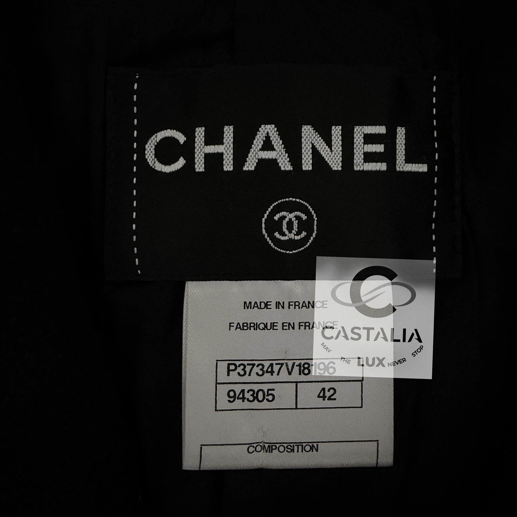 Chanel Giacca Venetian Grandeur in tweed nero 42 FR in vendita 12