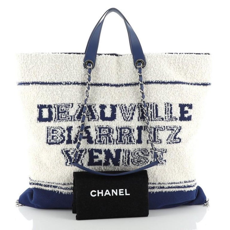 Chanel Timeless Pool Limited Edition Navy Blue Terry Tote Beach Bag