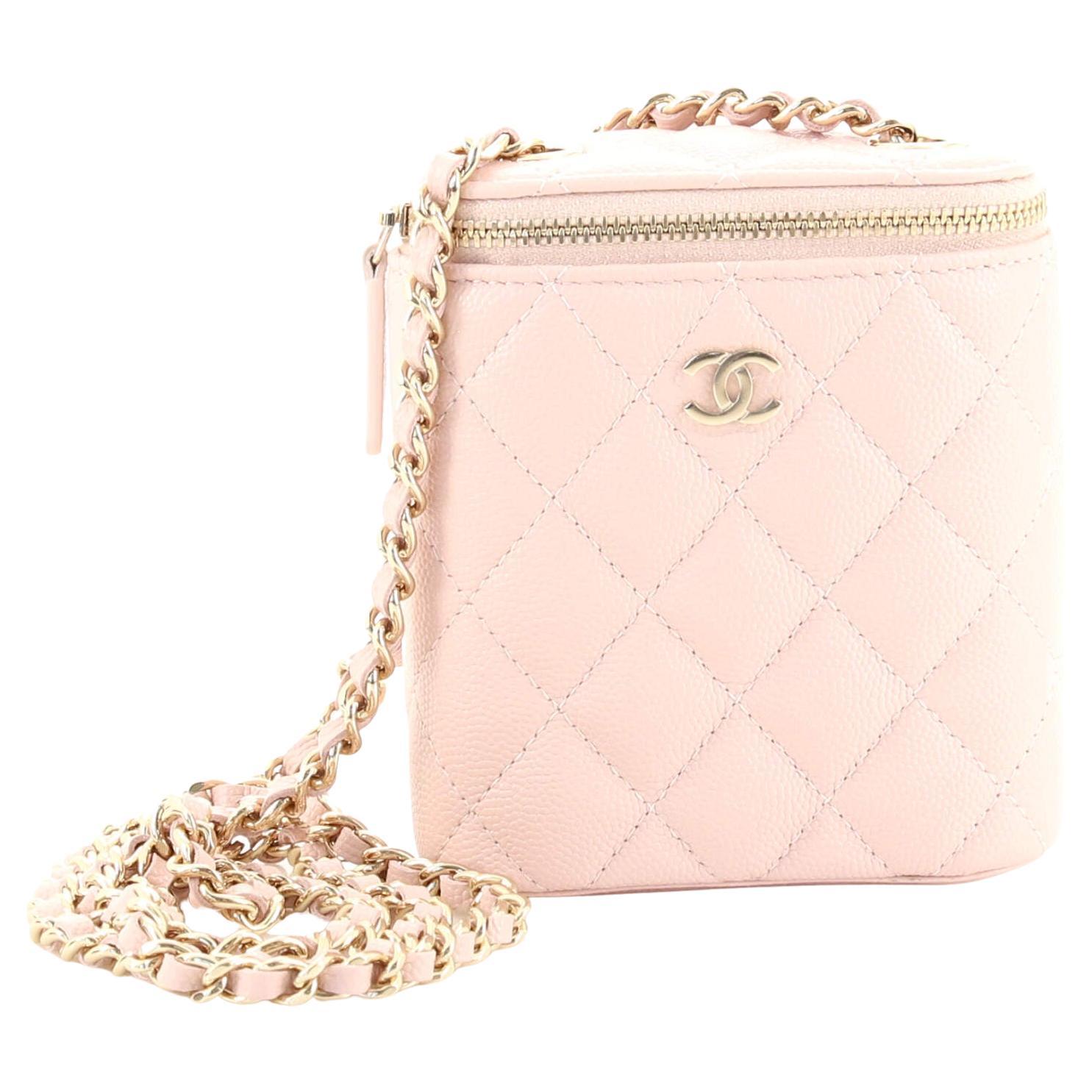 Chanel Vertical Classic Vanity Case with Chain Quilted Caviar Small at  1stDibs