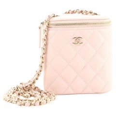 Chanel Vertical Classic Vanity Case with Chain Quilted Caviar Small