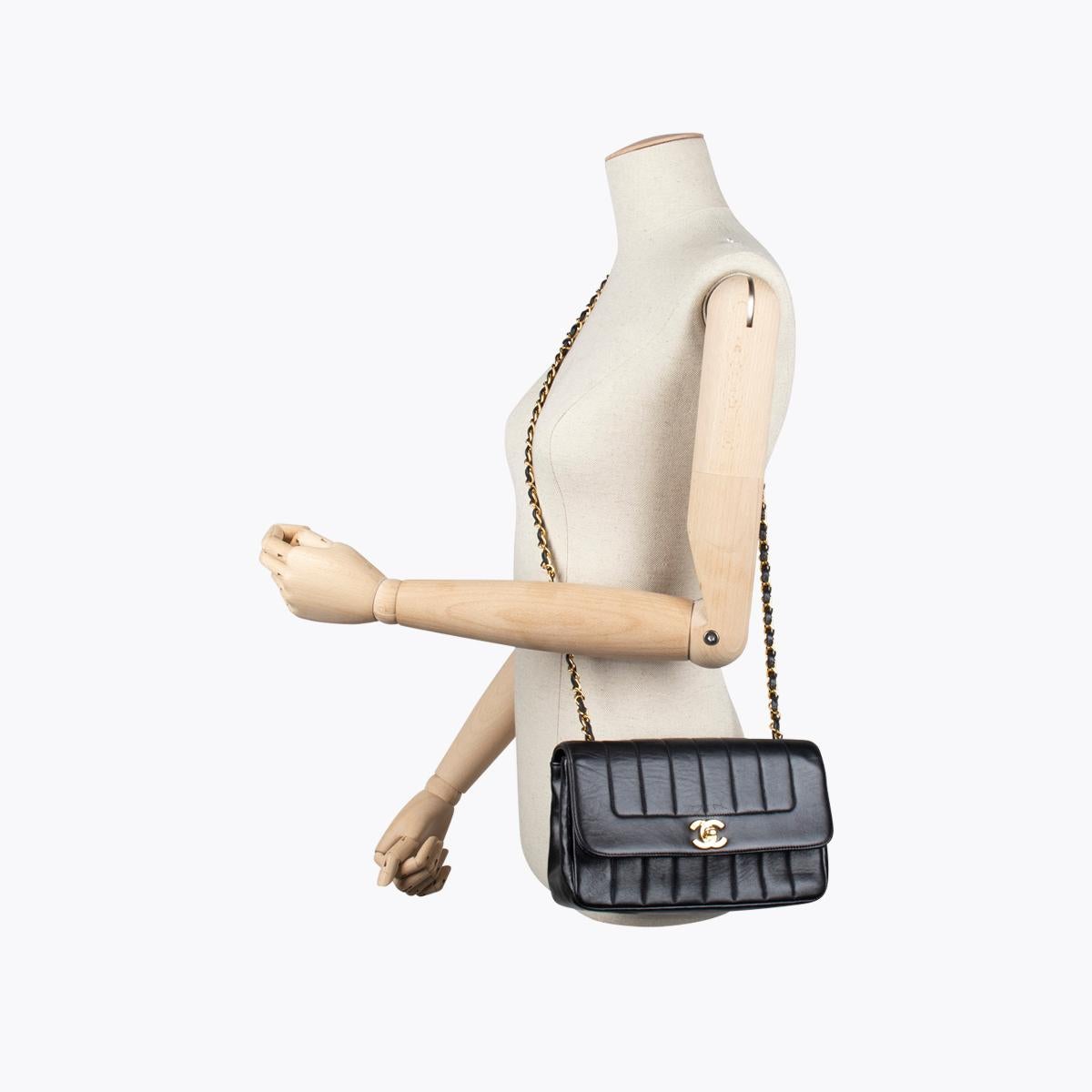 Black Chanel Vertical Flap Crossbody Bag For Sale