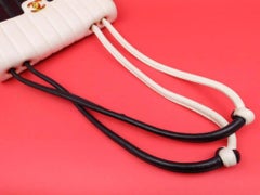 Chanel Vertical Quilted Lambskin Flap 223639 Navy X White Leather Shoulder Bag