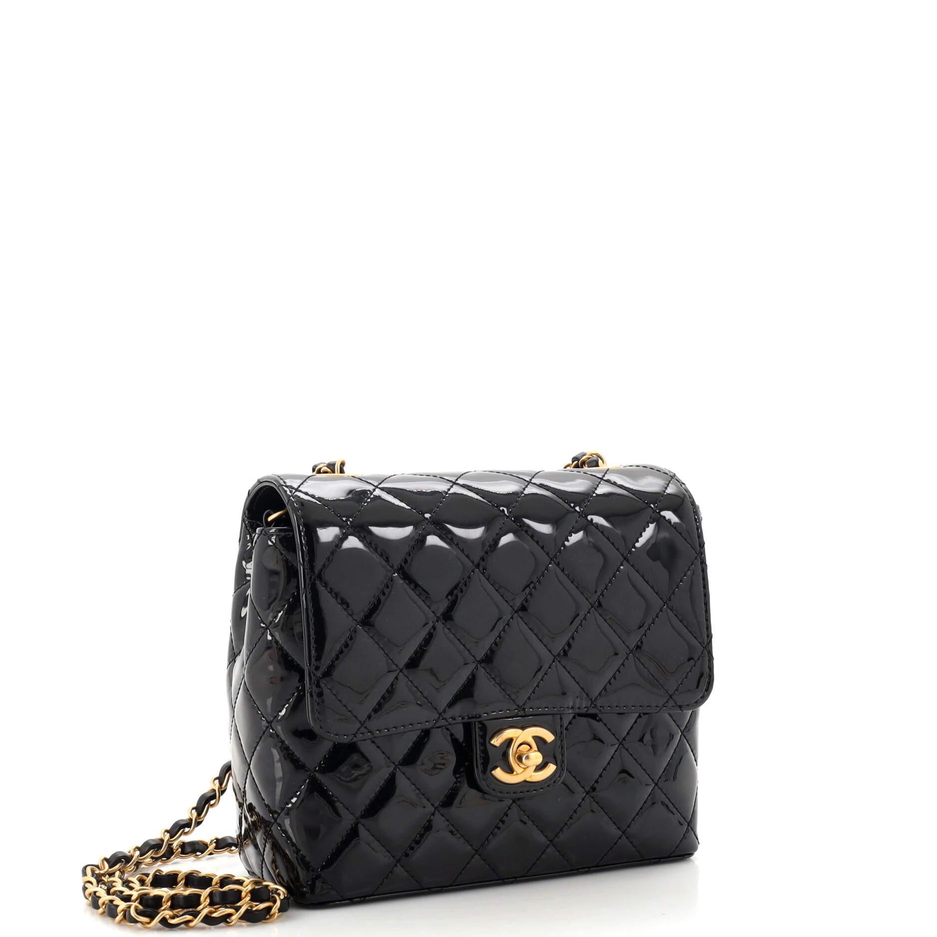 Chanel Very Square Flap Bag Quilted Patent Small In Good Condition In NY, NY