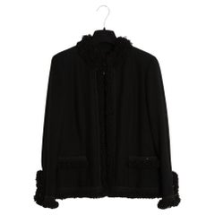 Chanel Veste FR40  Croisiere 2003 Resort Chaqueta negra de lana y seda UK12 US10