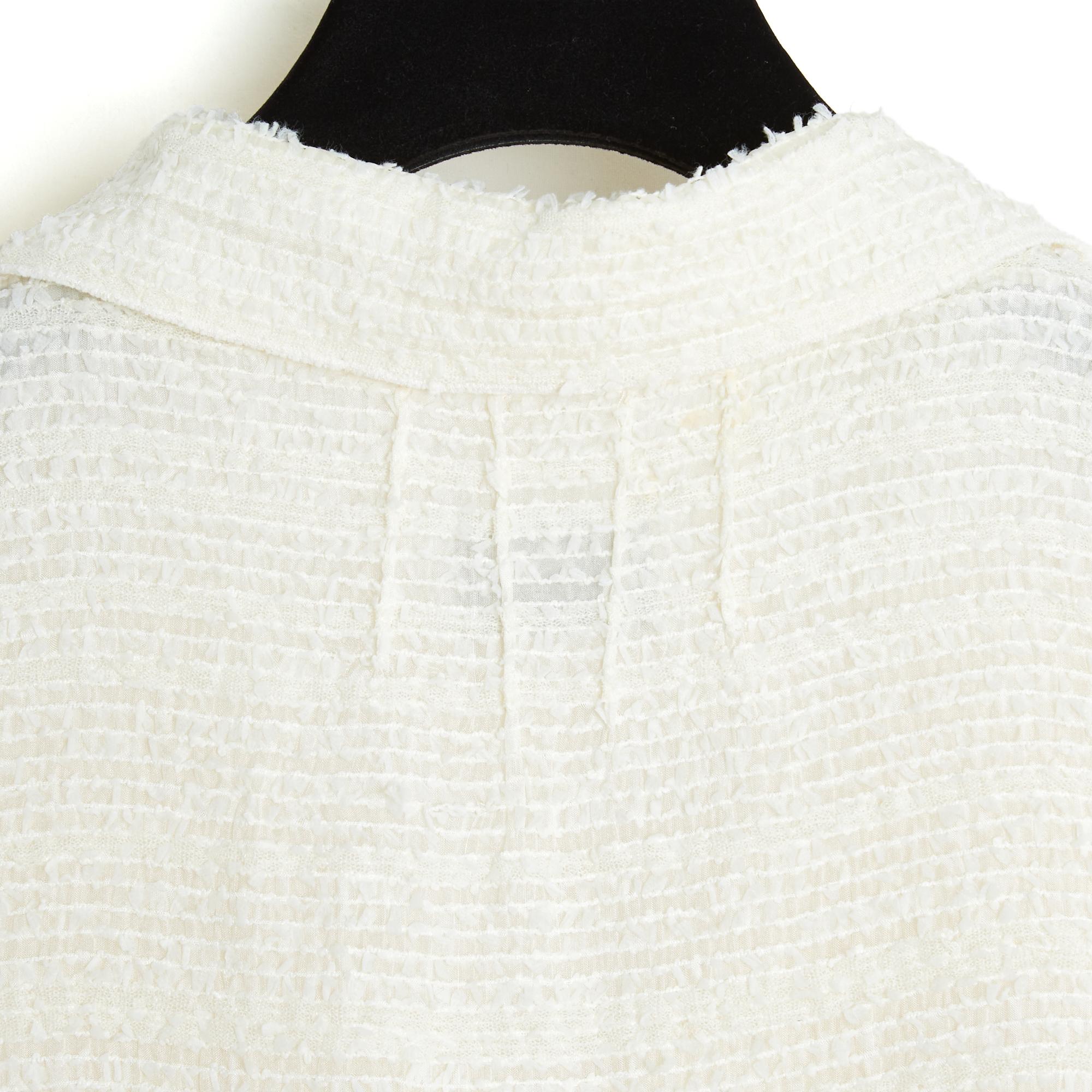 Chanel Veste Tweed Ecru ceinturee FR36 Ecru Tweed  Belted Jacket UK8 US6 For Sale 2
