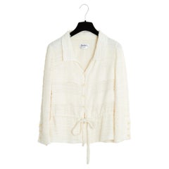 Chanel Veste Tweed Ecru ceinturee FR36 Ecru Tweed  Belted Jacket UK8 US6