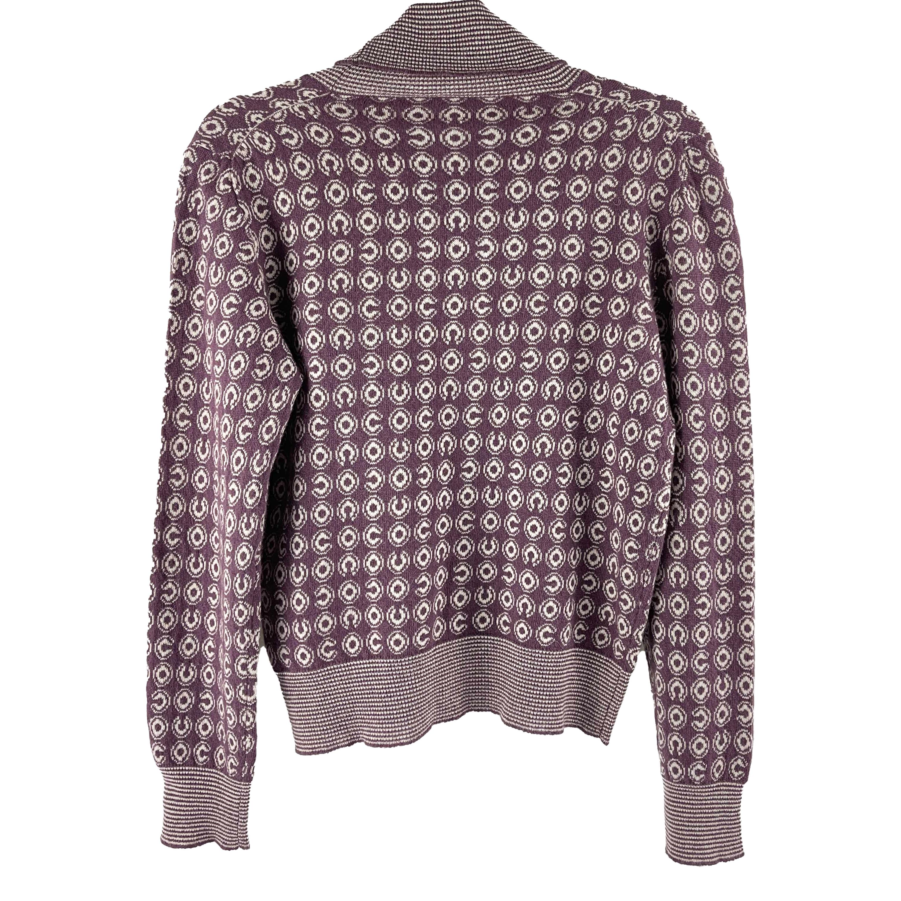 CHANEL Vintage 01A COCO Cashmere Turtleneck Sweater Purple White 42 US ...