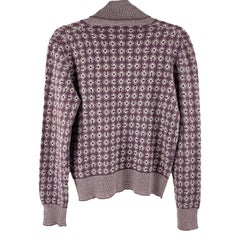CHANEL Vintage 01A COCO Cashmere Turtleneck Sweater Purple White 42 US L 10