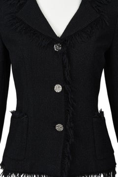 Chanel Vintage 04P Tweed-Blazer mit Fransenkanten  Größe 2 US