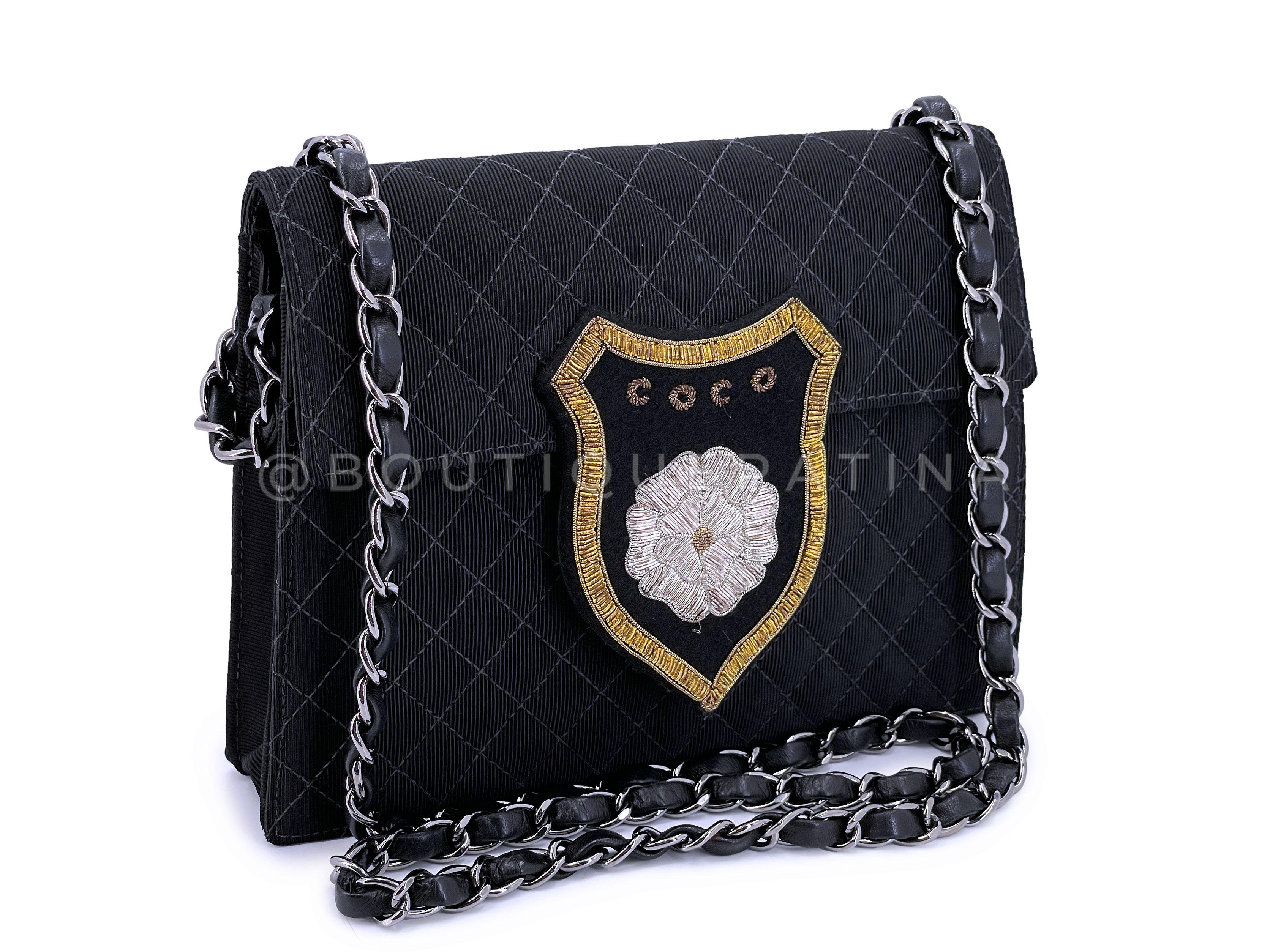 Store item: 67545
The Chanel Vintage 05C Classic Crest Mini Convertible Flap Bag SHW is a vintage classic and for good reason - this famed Chanel vintage crest patch has only shown up on limited pieces - jackets, jeans and select handbag models. 

A