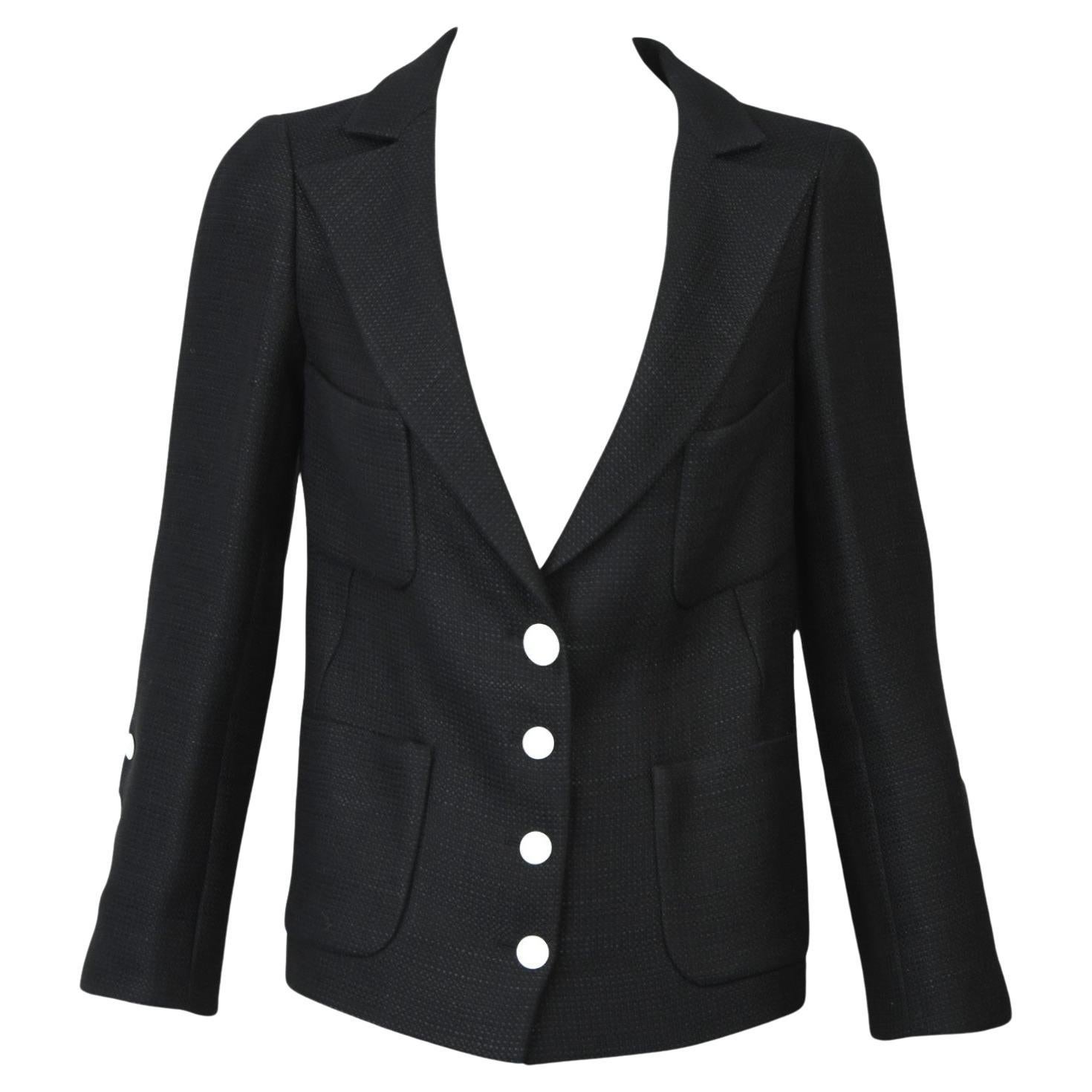 Chanel Vintage 07P Black Textured Blazer  Size 2 US For Sale