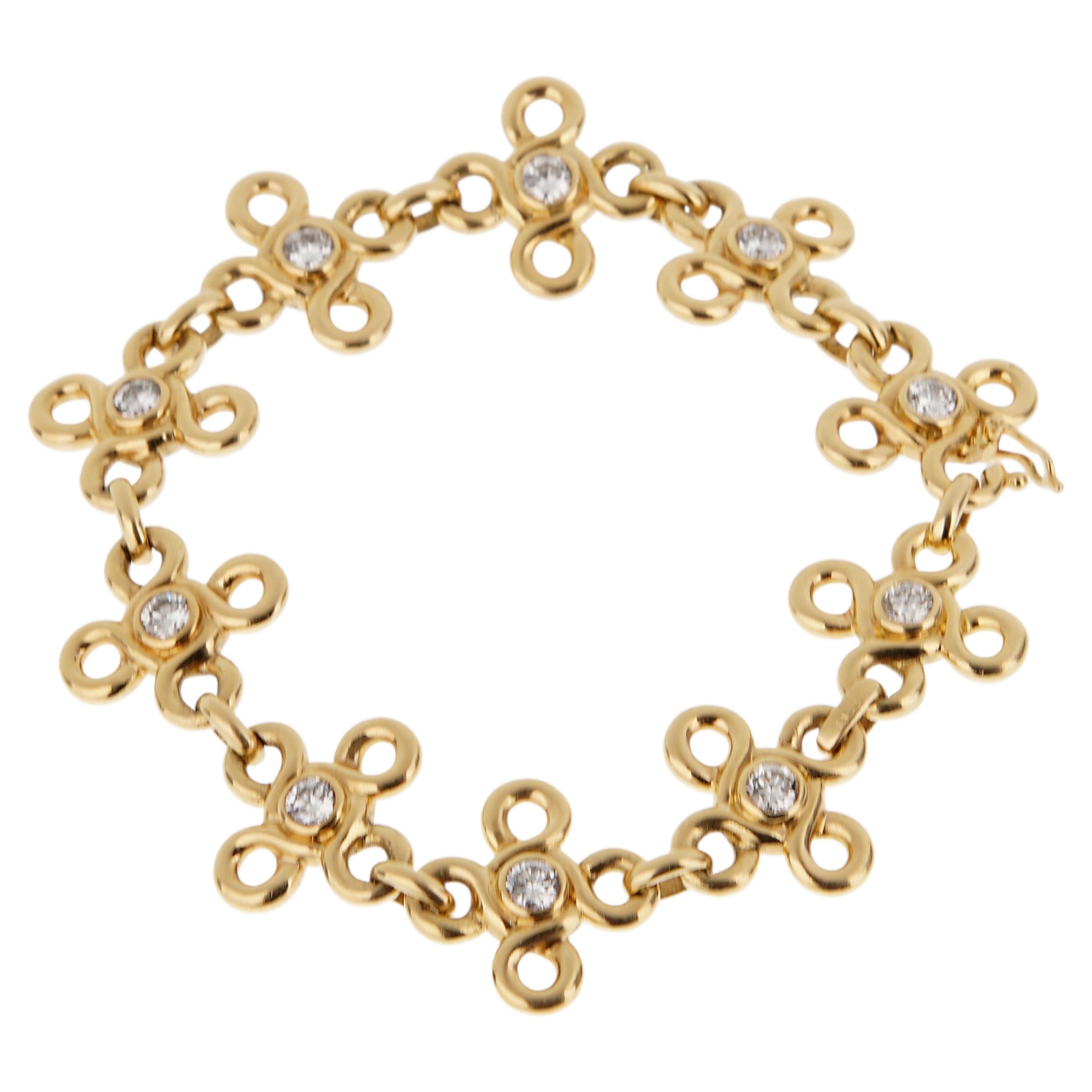 Chanel Vintage Pulsera de eslabones de diamantes de oro amarillo de 18k