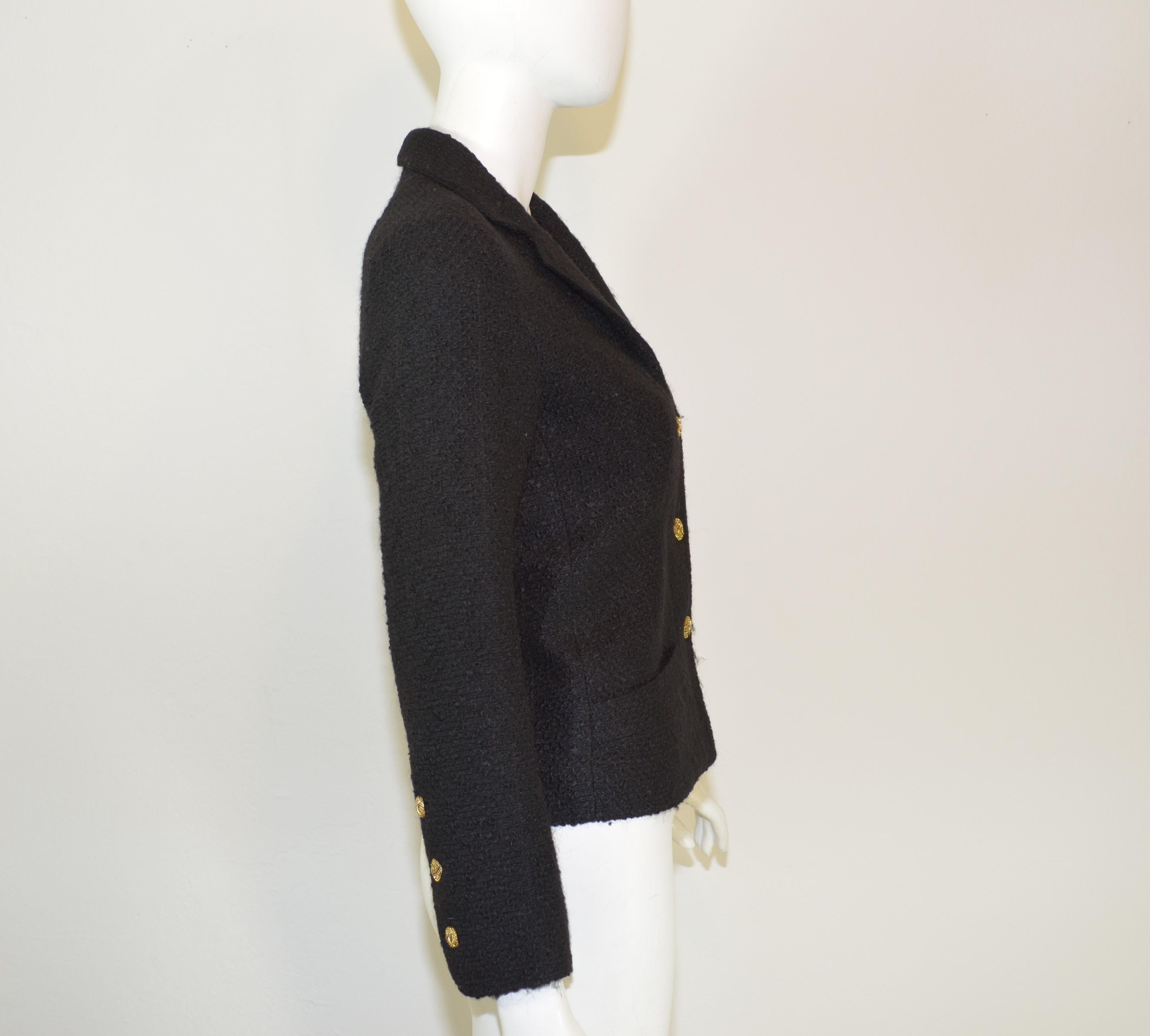 Chanel Vintage 1970’s Black Tweed Knit Jacket In Excellent Condition In Carmel, CA