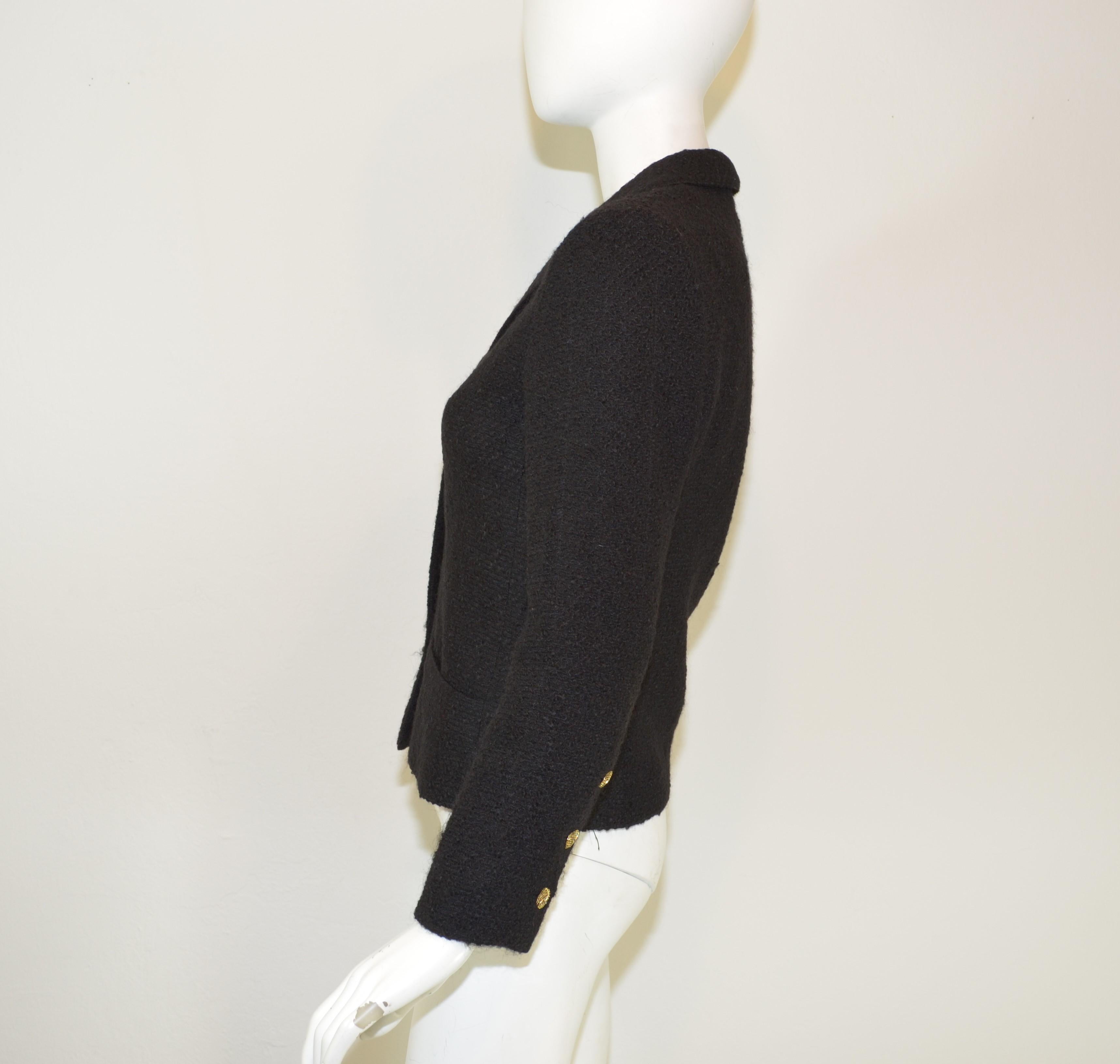 Chanel Vintage 1970’s Black Tweed Knit Jacket 1