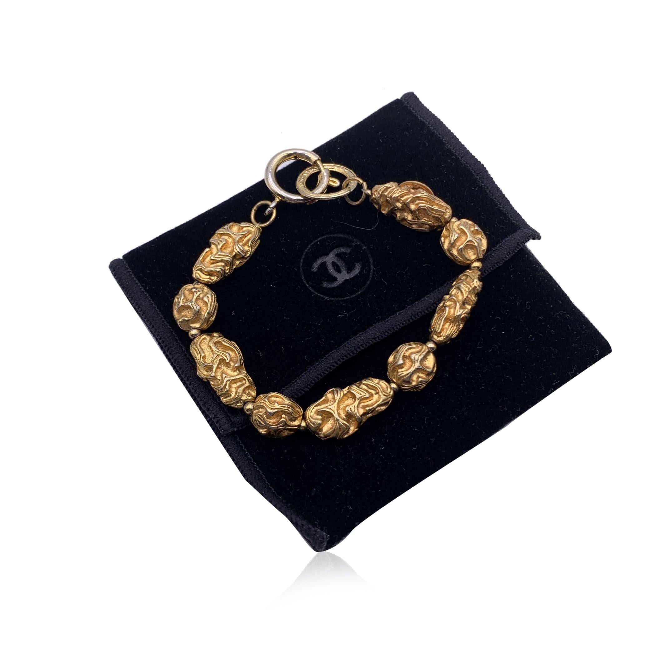 Chanel Vintage 1970s Gold Metal Engraved Pieces Bracelet 2