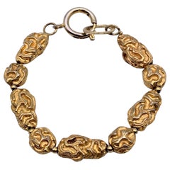 Chanel Vintage 1970s Gold Metal Engraved Pieces Bracelet