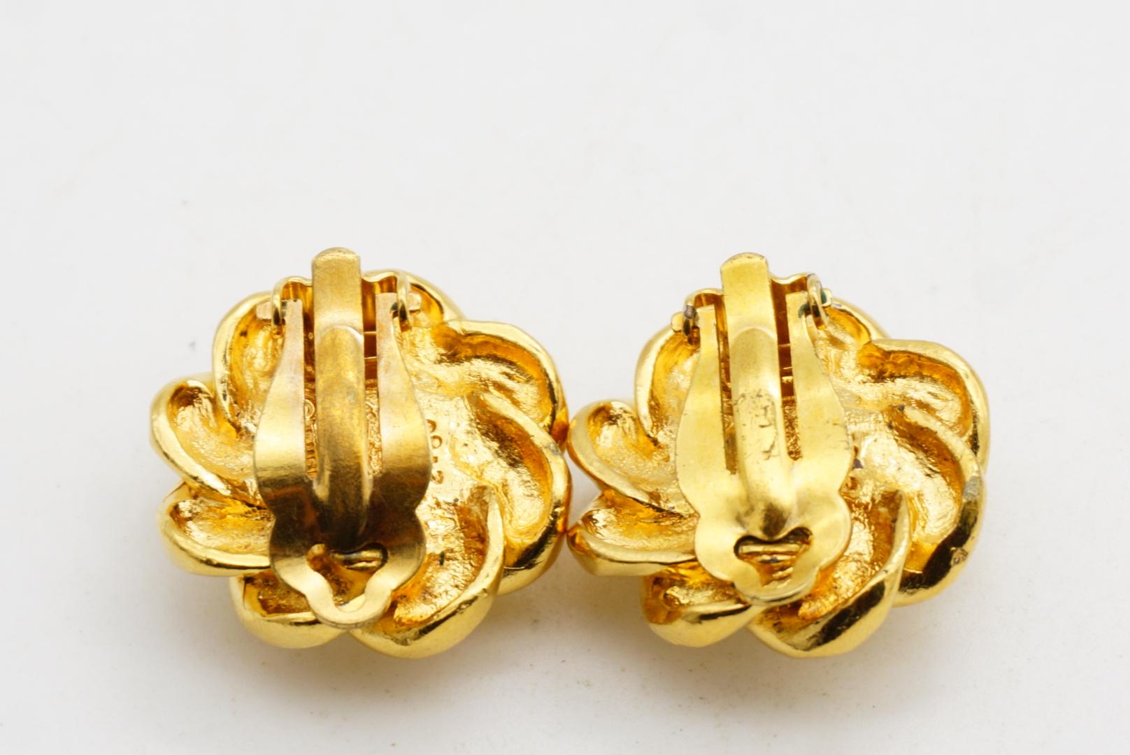 Chanel Vintage 1970s Große Weiße Runde Perle Blume Wirbel Twist Seil Ohrringe im Angebot 6