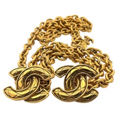 CHANEL Antique 1980 Double Quilted CC Chain Belt