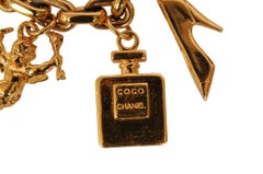 Chanel Vintage 1980s 1990s 7 Iconic SymbolCharm Bracelet Gold Tone Quilted CC