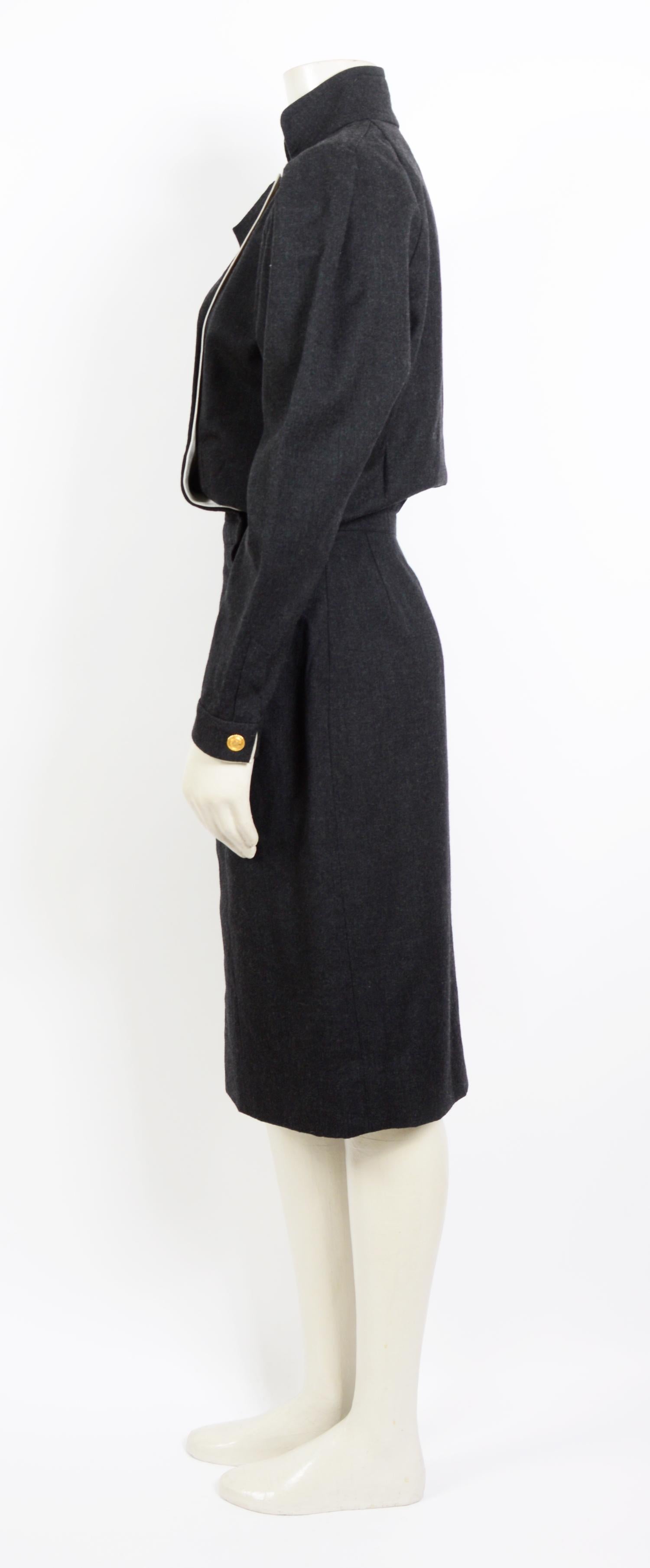 Black Chanel Vintage 1980s documented wool dress with 14 Coco Chanel buttons