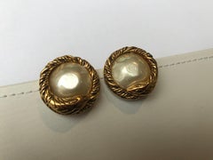 Chanel Vintage 1980's Faux Pearl Serpent Clip-On Earrings