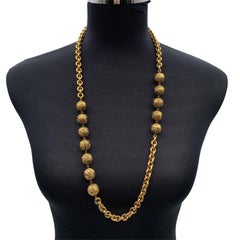 Chanel Vintage 1980s Gold Metal Chain Necklace with Metal Beads