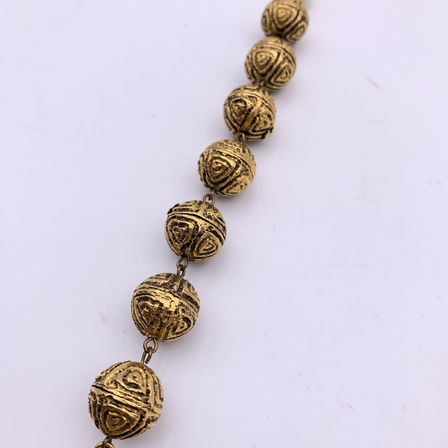 Chanel Vintage 1980s Gold Metal Chain Necklace with Metal Beads In Excellent Condition In Rome, Rome