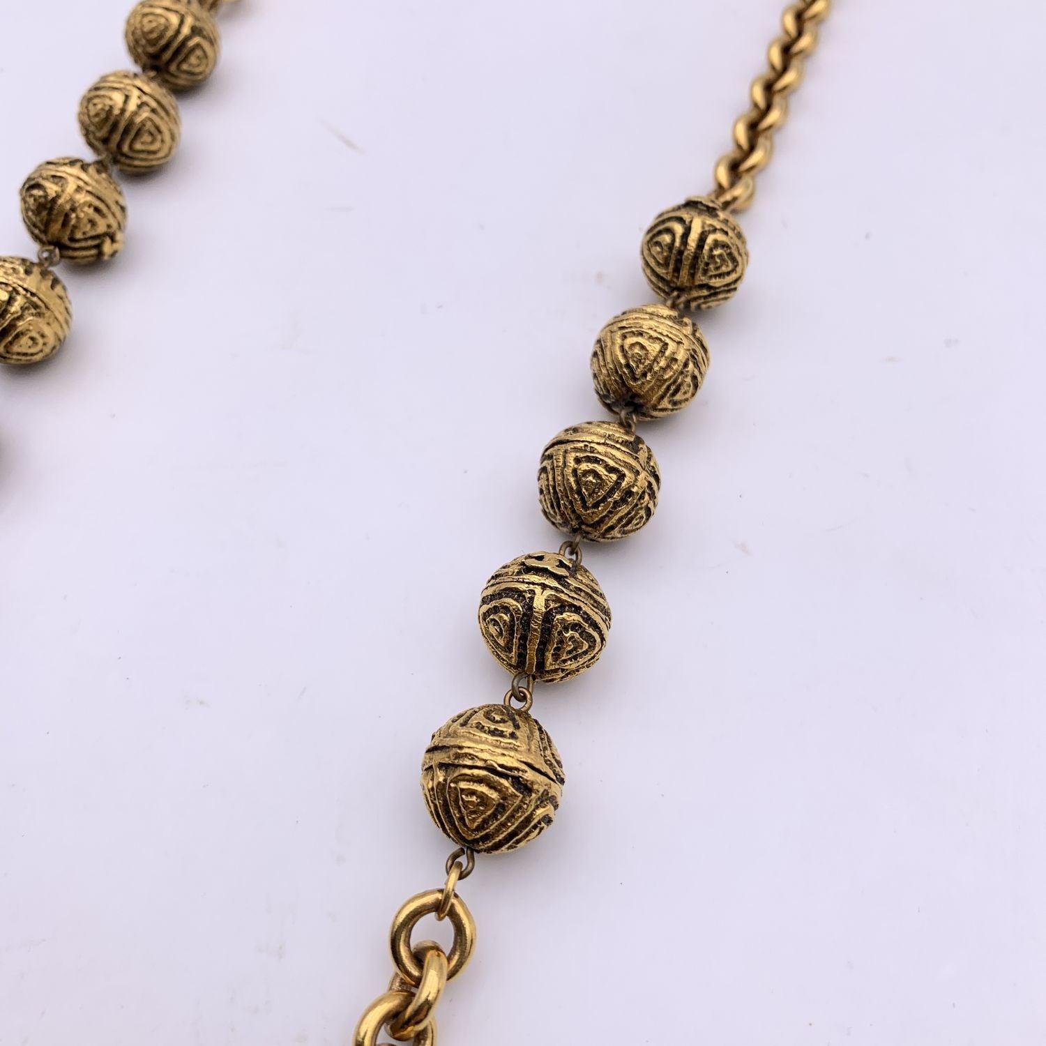  Chanel, collier chaîne vintage en métal doré avec perles en métal, années 1980 Pour femmes 