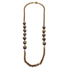Chanel Vintage 1980s Gold Metal Chain Necklace with Metal Beads