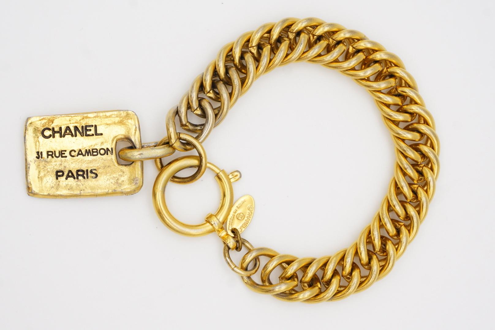 Chanel Vintage 1980 Large Rectangle Black Logo CC 31 Rue Cambon Paris Bracelet 5