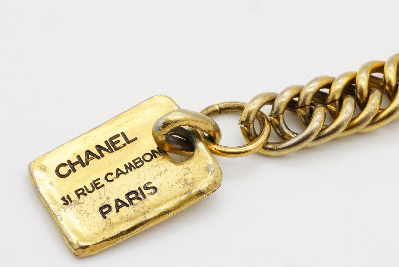 Chanel Vintage 1980 Large Rectangle Black Logo CC 31 Rue Cambon Paris Bracelet 6