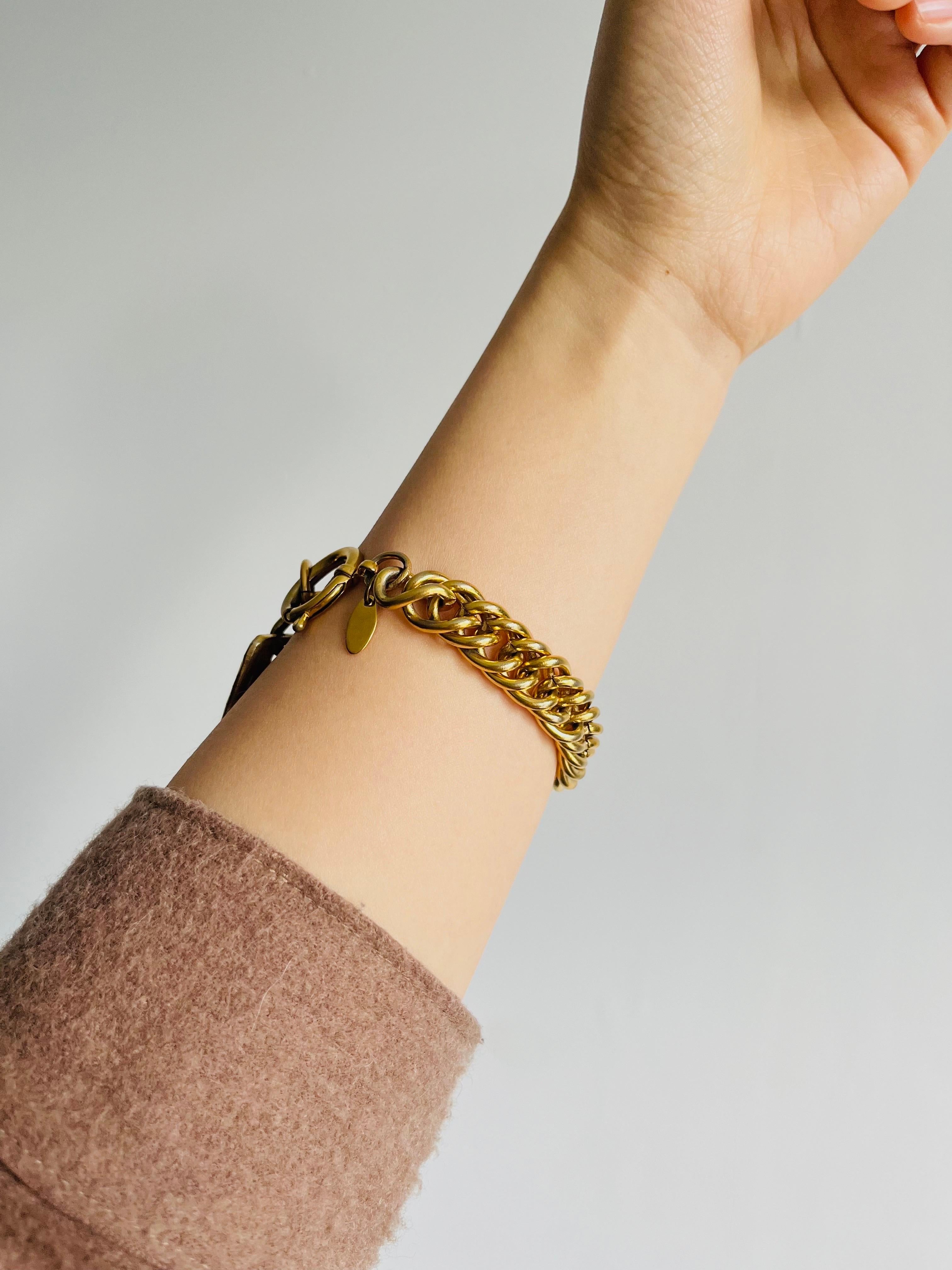 Chanel Vintage 1980 Large Rectangle Black Logo CC 31 Rue Cambon Paris Bracelet 1