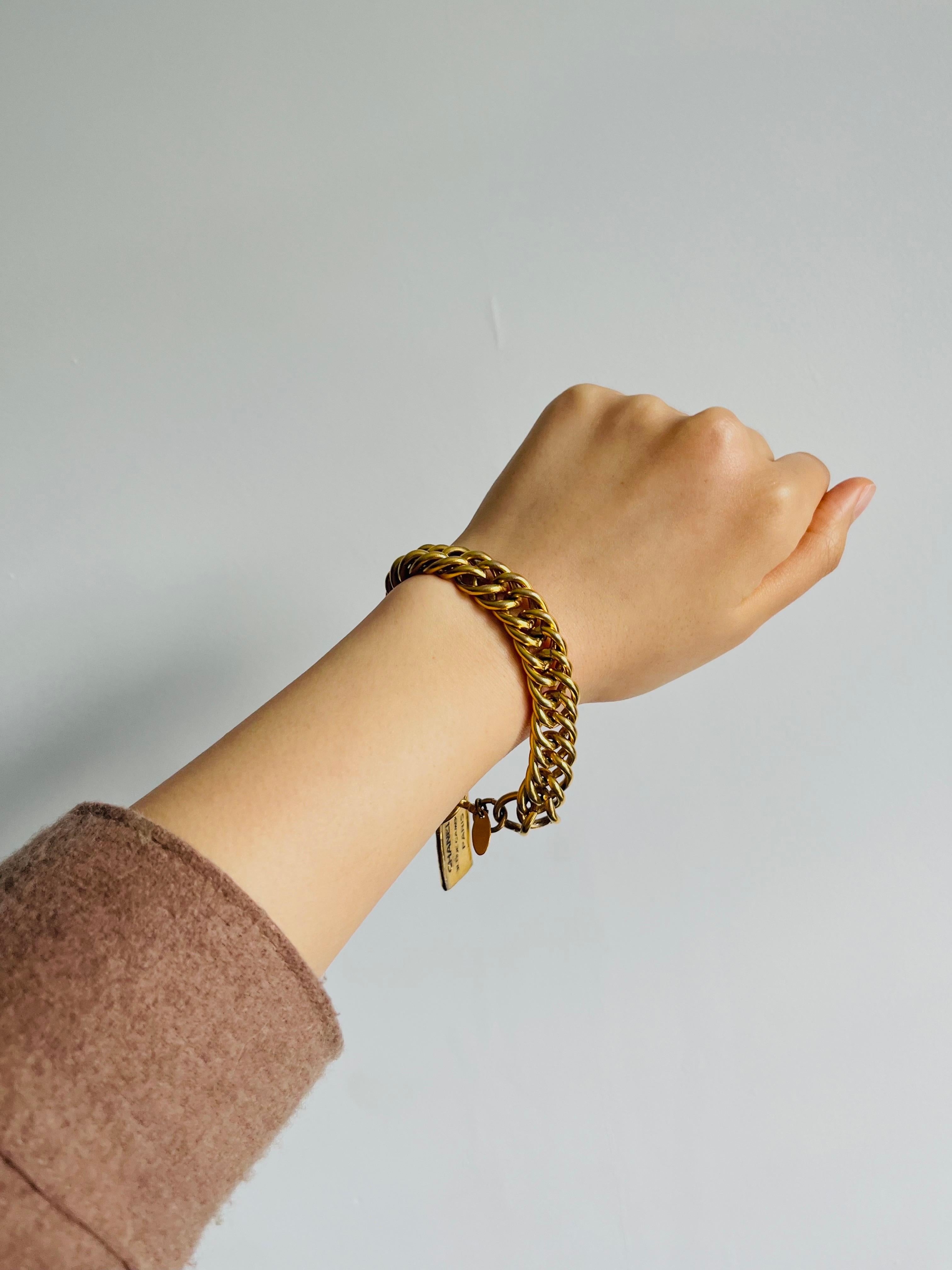 Chanel Vintage 1980 Large Rectangle Black Logo CC 31 Rue Cambon Paris Bracelet 2