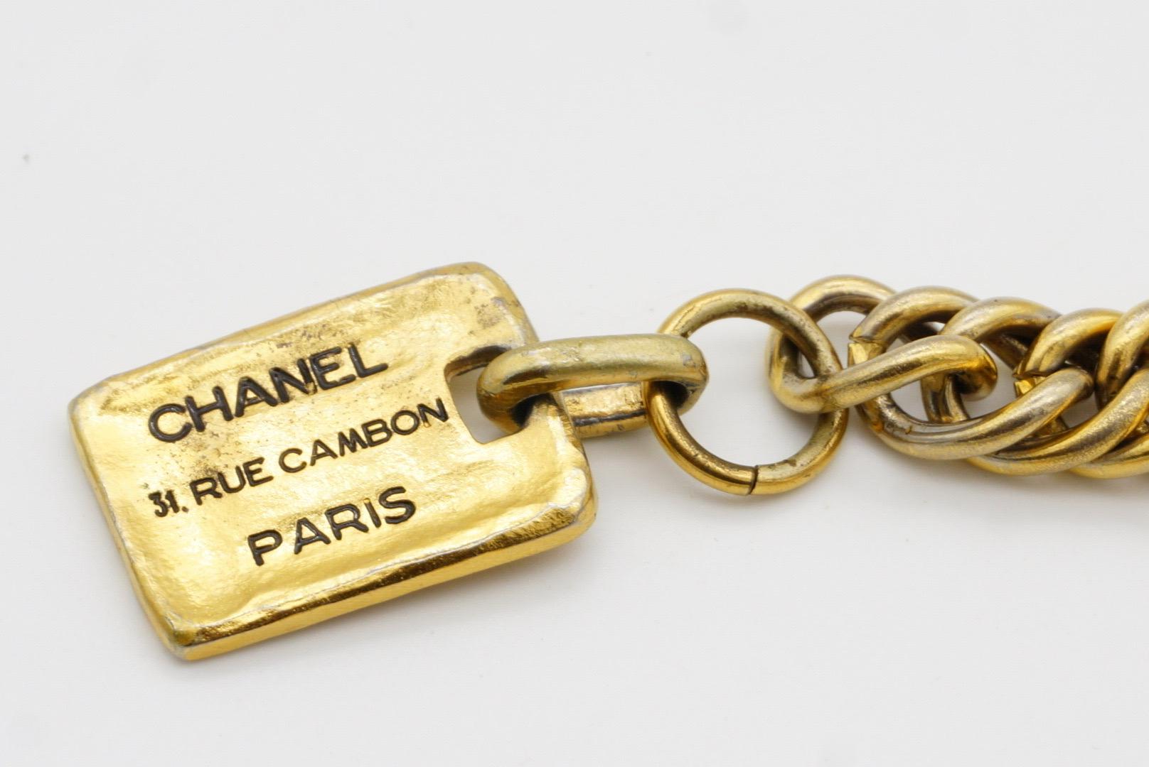 Chanel Vintage 1980 Large Rectangle Black Logo CC 31 Rue Cambon Paris Bracelet 4