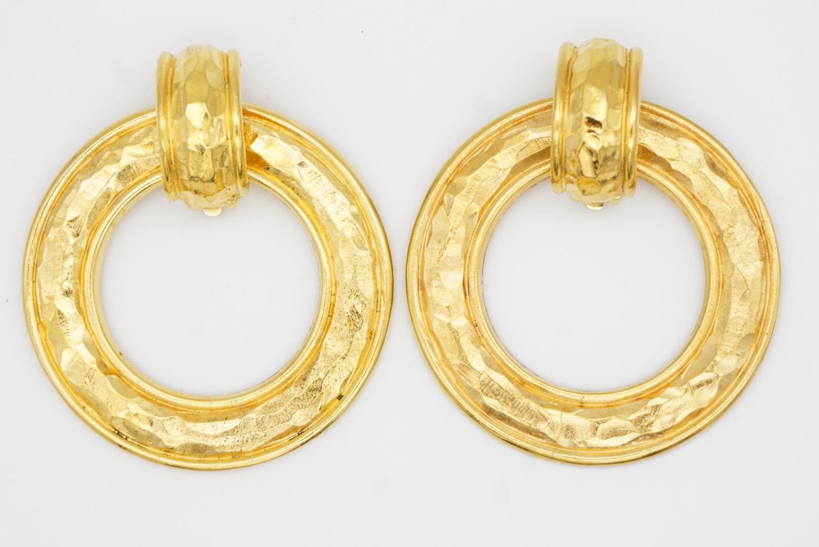 Chanel Vintage 1980s Massive Iconic Lava Round Circle Hoop Chunky Clip Earrings 5