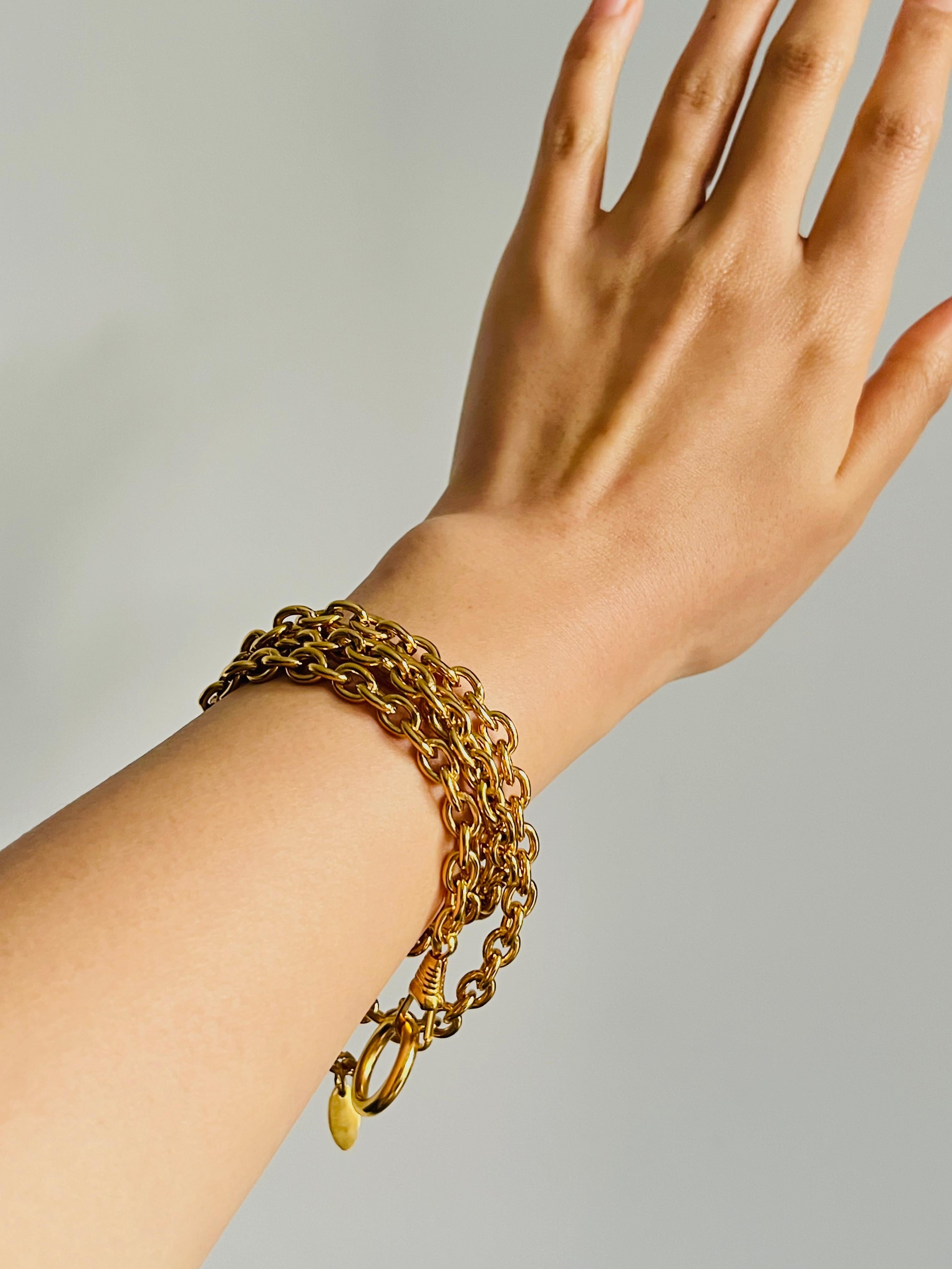 Chanel Vintage 1980s Matelassé Gesteppt Glow Diamond Lange Halskette Gürtel Armband im Angebot 7