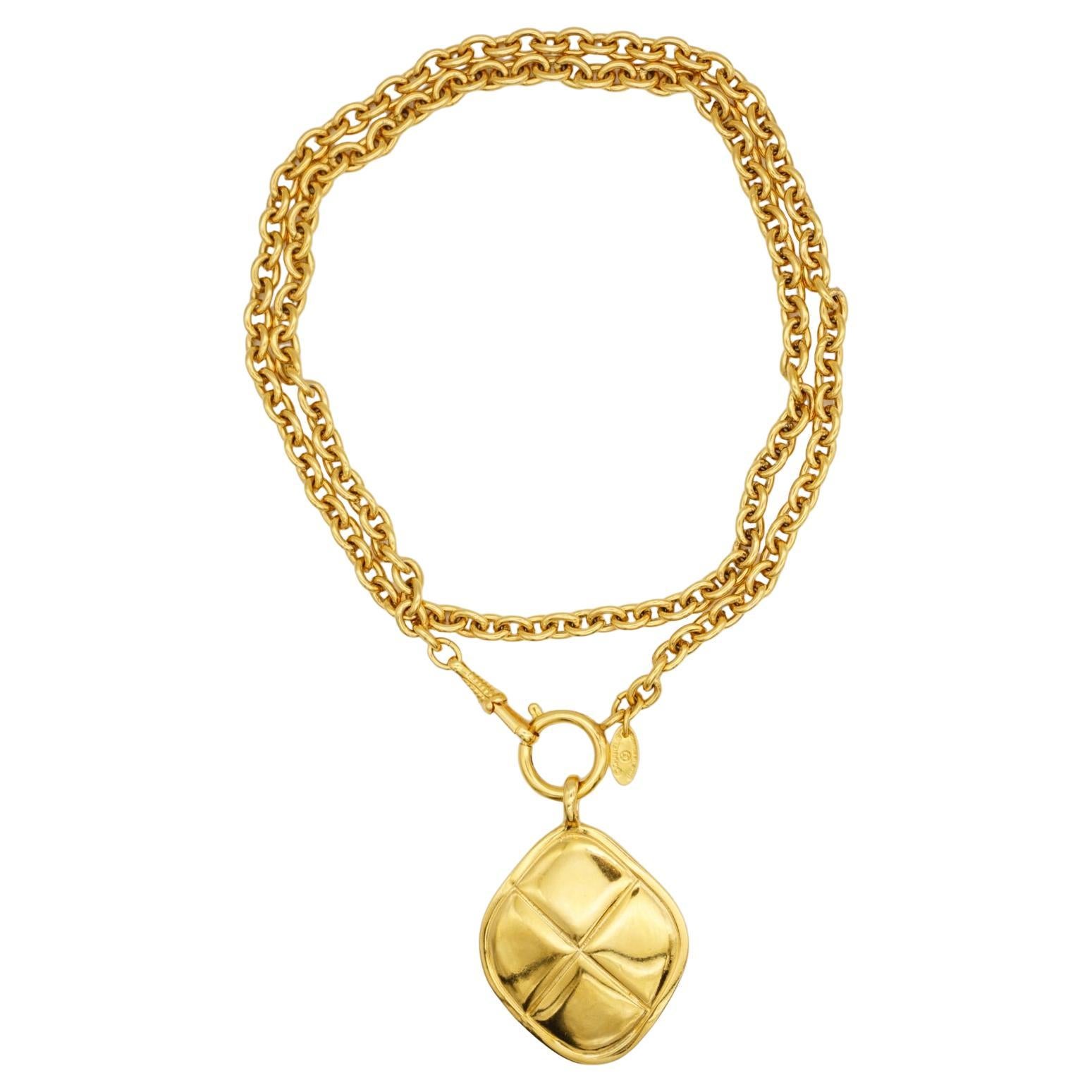 Chanel Vintage 1980 Matelassé Trapuntato Bagliore Diamante Collana Lunga Cintura Bracciale