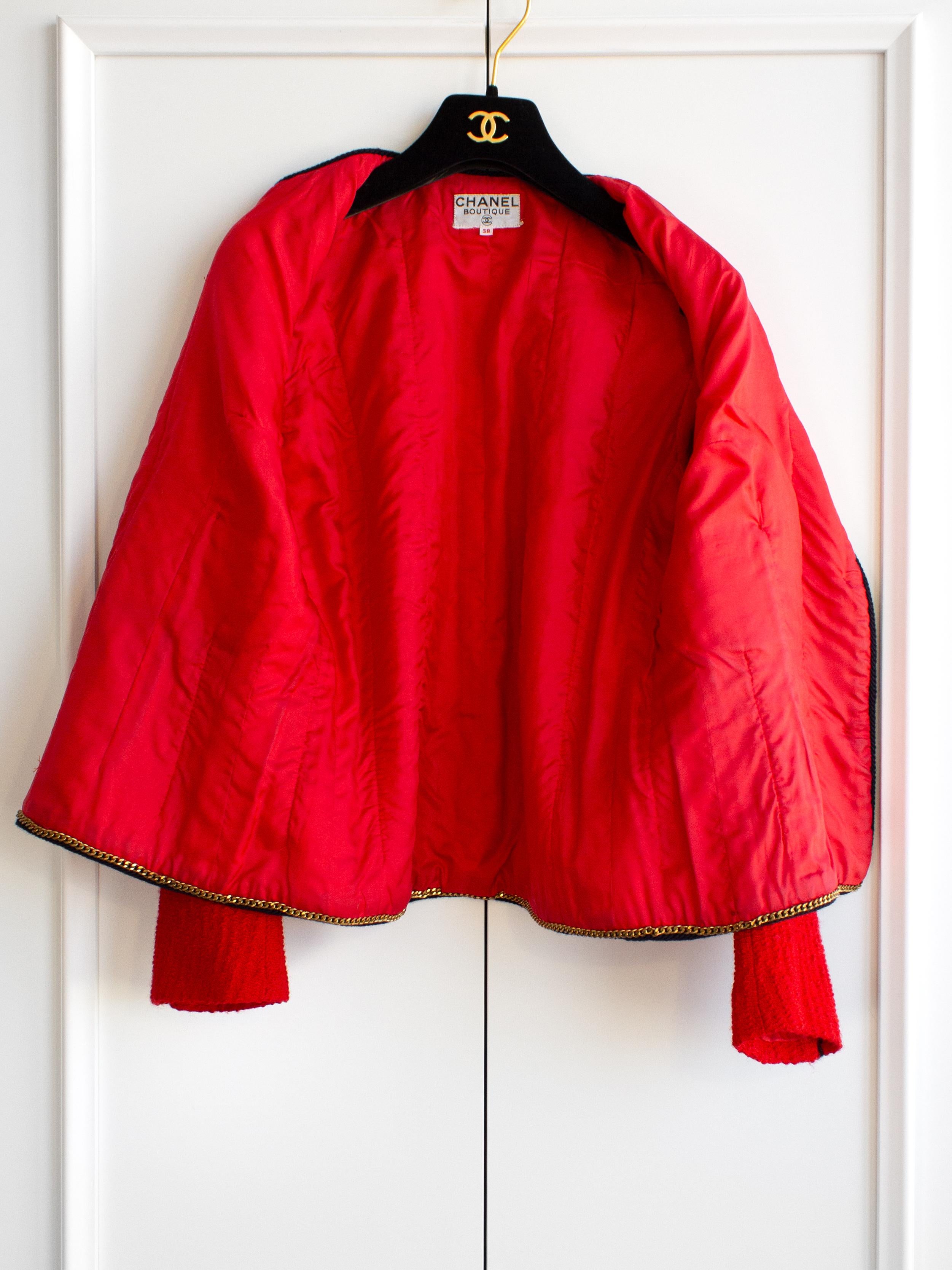 Chanel Vintage 1981 Parisian Red Gold Lion Tweed Jacket Skirt Suit For Sale 6
